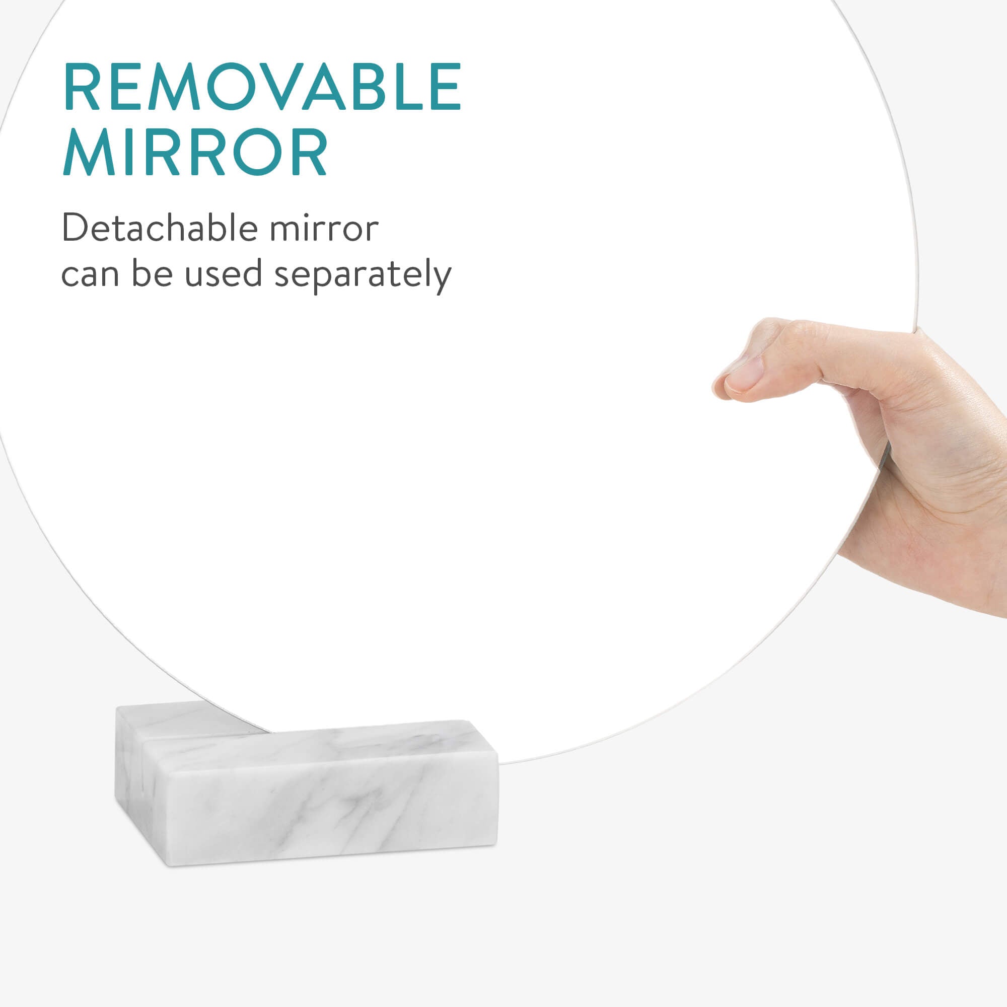 Navaris Στρόγγυλος Επιτραπέζιος Καθρέπτης με Mαρμάρινη Bάση - 30cm - White - 57297.01