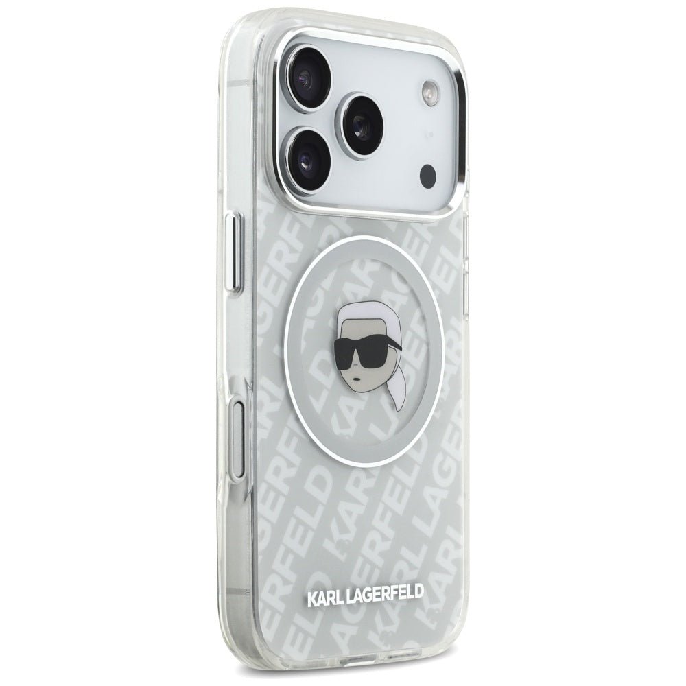 Karl Lagerfeld iPhone 17 Pro - IML Karl Head Logo MagSafe - Σκληρή Θήκη με Πλαίσιο Σιλικόνης - Grey - KLHMP17LHMKBKHOG