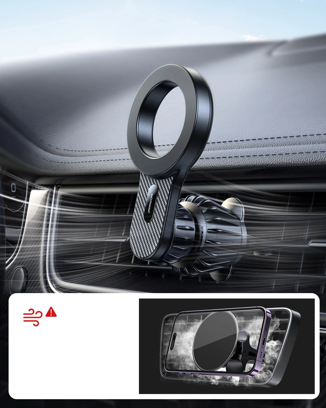 Joyroom Μαγνητική MagSafe Βάση Αυτοκινήτου Αεραγωγού - Black - JR - ZS355