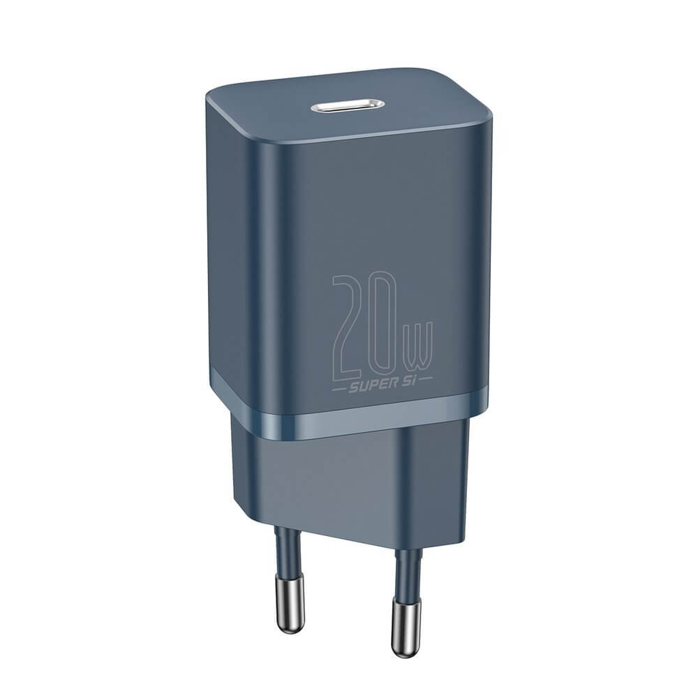 Baseus Super Si 1C PD 20W Οικιακός Φορτιστής με Θύρα Type - C και Καλώδιο Type C to Lightning - Blue - TZCCSUP - B03