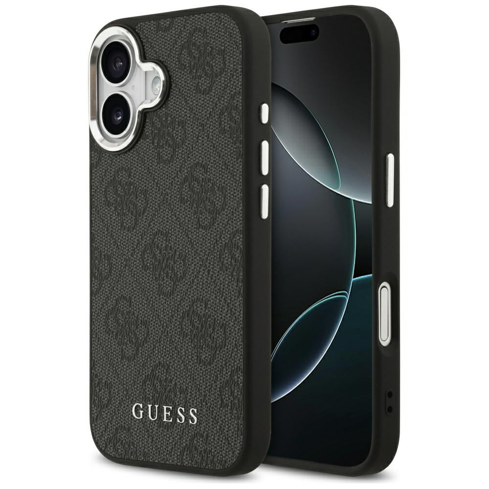 Guess iPhone 17 - 4G Classic Logo MagSafe - Σκληρή Θήκη με Πλαίσιο Σιλικόνης και Επένδυση Οικολογικού Δέρματος - Black - GUHMP17SP4GSSMCK