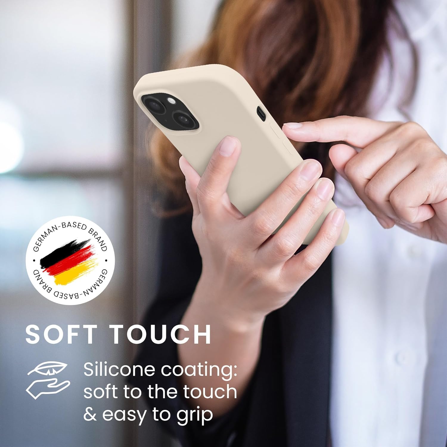 KW iPhone 15 Θήκη Σιλικόνης Rubberized TPU - Cream