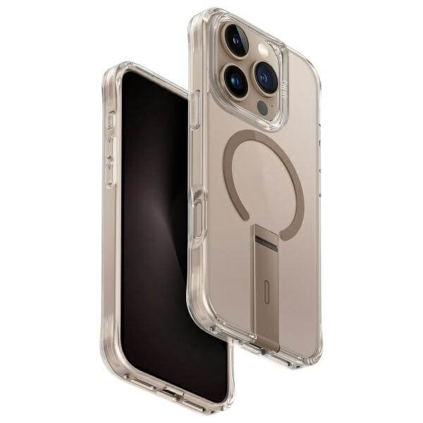 Uniq iPhone 16 Pro Eleva MagSafe Σκληρή Θήκη με Πλαίσιο Σιλικόνης και Stand - Taupe Gold