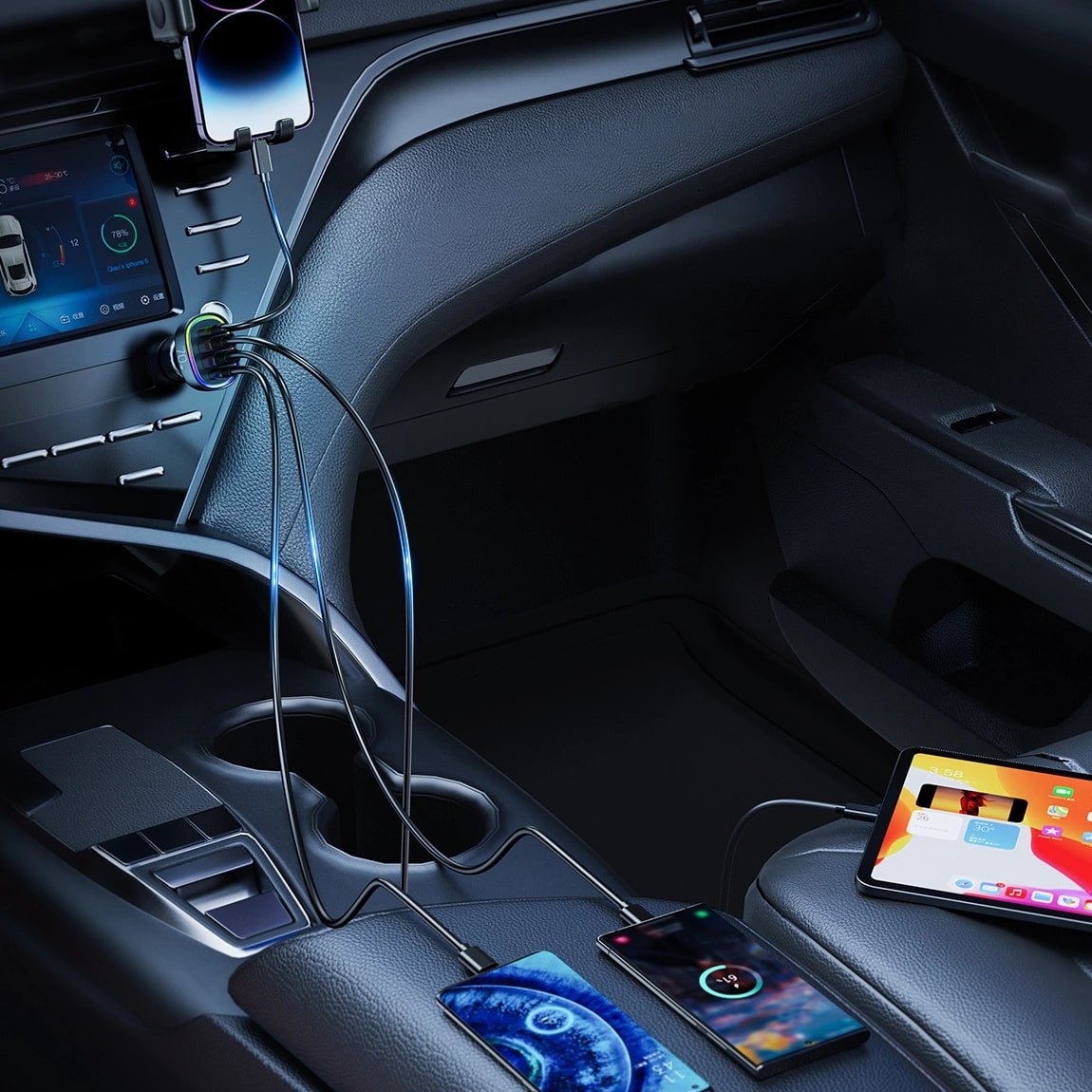 Joyroom JR - CL29 70W Φορτιστής Αυτοκινήτου με 2 Θύρες USB και 2 Θύρες Type - C - Black