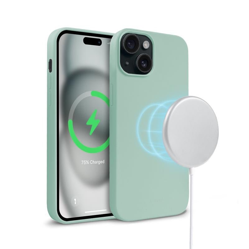 Crong iPhone 15 Color Cover Magnetic - Θήκη Σιλικόνης με MagSafe - Mint