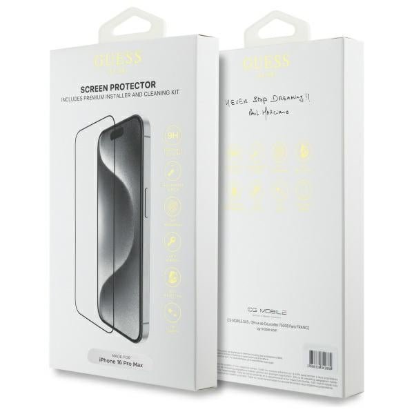Guess iPhone 16 Pro Max - 2.5D Outline - Full Screen Tempered Glass Αντιχαρακτικό Γυαλί Οθόνης - Black