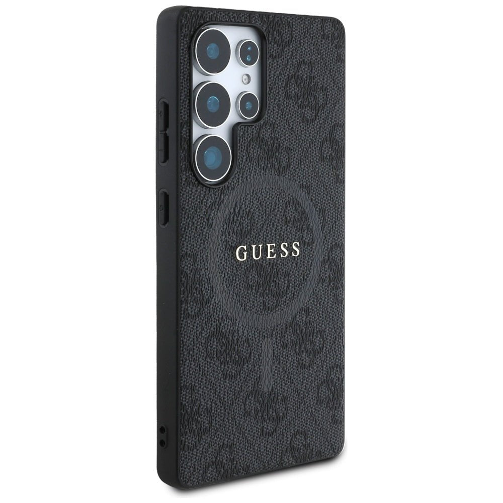 Guess Samsung Galaxy S25 Ultra - Leather 4G Colored Ring Classic Logo - MagSafe Θήκη με Επένδυση Συνθετικού Δέρματος - Black - GUHMS25LG4GFRK