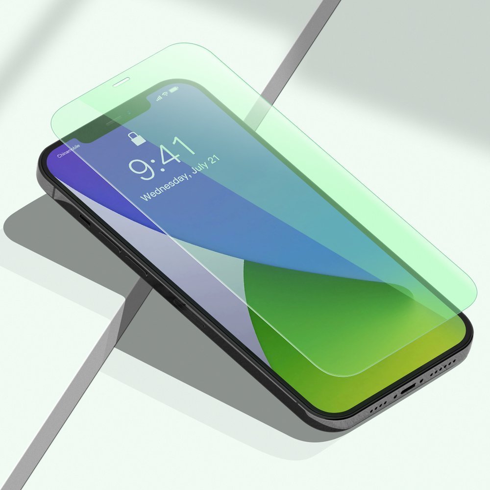 Baseus iPhone 12 Pro Max 0.15mm Eye Protection Full Screen Αντιχαρακτικό Γυαλί Οθόνης - 2 Τεμάχια - Green Light / Clear - SGAPIPH67N - LQ02