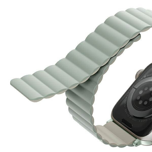 Uniq Λουράκι Apple Watch 2 / 3 / 4 / 5 / 6 / 7 / 8 / 9 / SE / ULTRA 1 / ULTRA 2 - 42 / 44 / 45 / 49 mm Revix Μαγνητικό Σιλικόνης Διπλής Όψης - Sage / Beige
