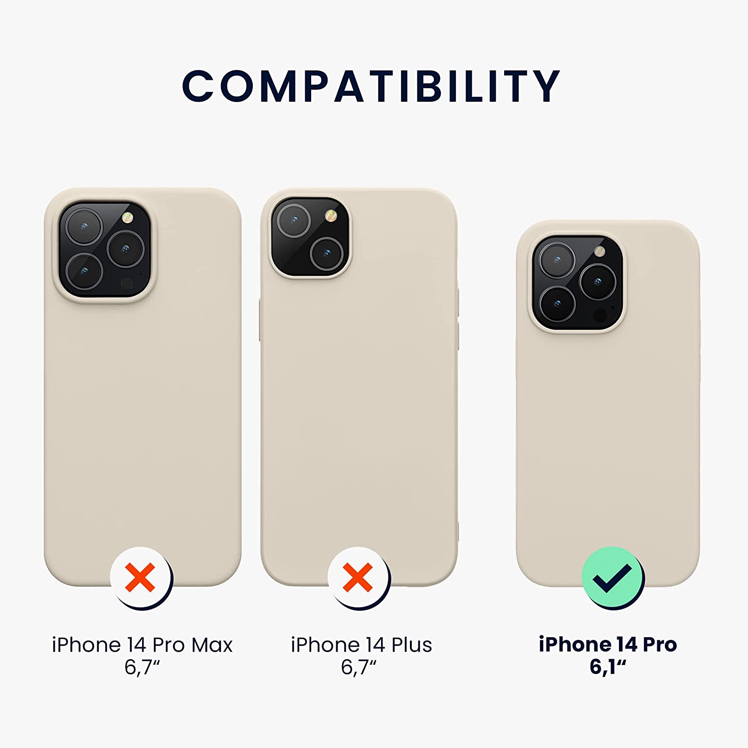 KW iPhone 14 Pro Θήκη Σιλικόνης TPU - Cream - 59073.16