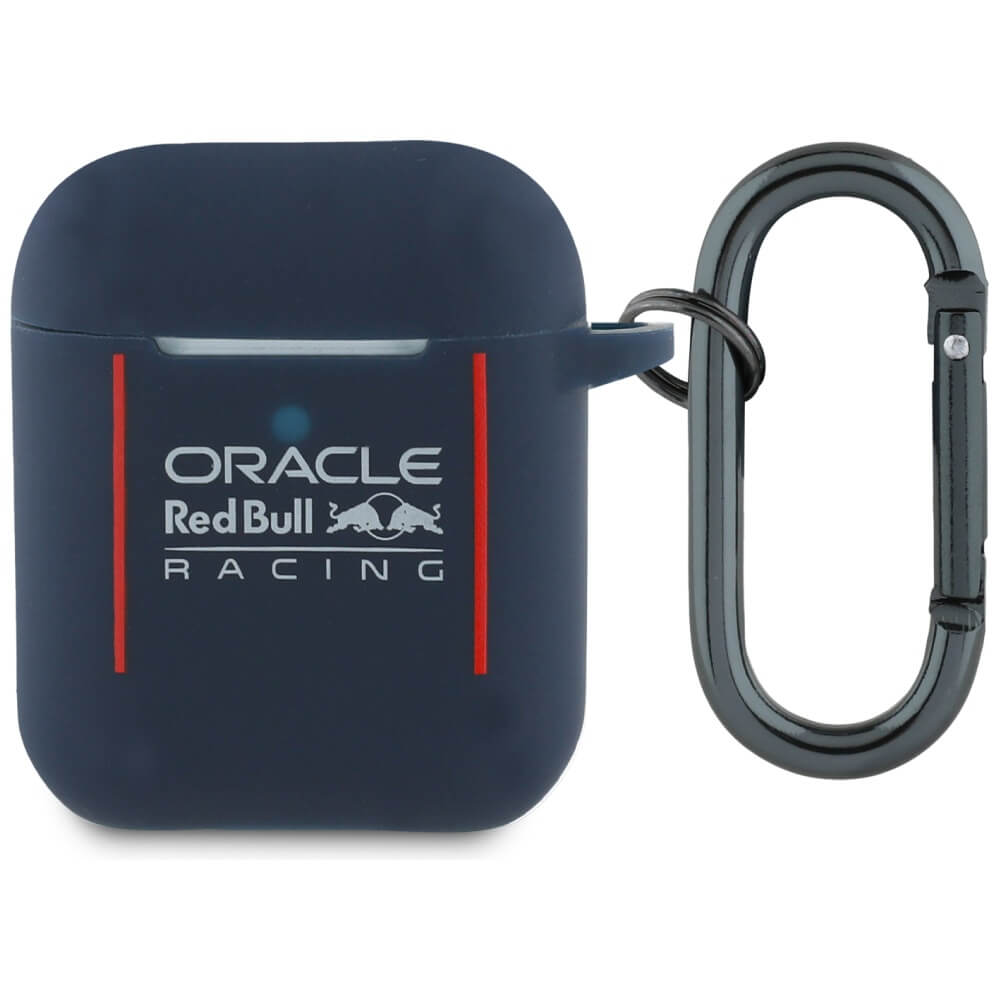 Red Bull AirPods 1 / 2 Θήκη από Σκληρό Πλαστικό και Σιλικόνη - Silicone Logo and Lines - Navy Blue
