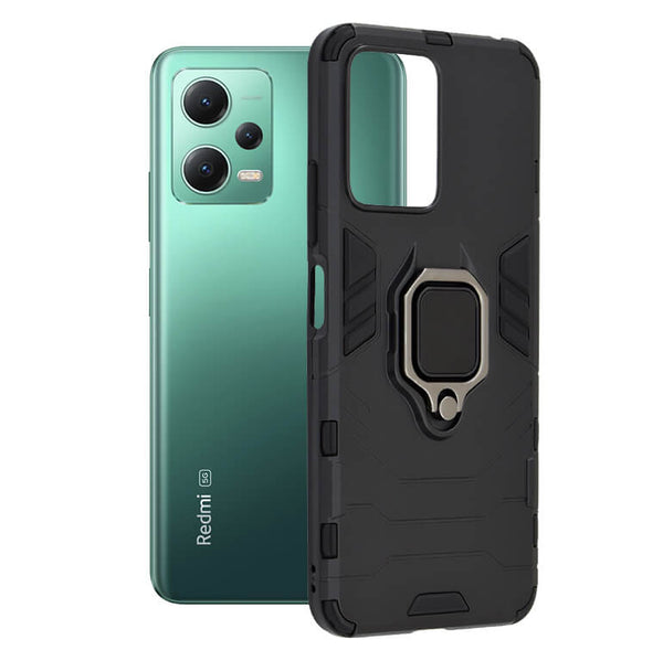 Techsuit Xiaomi Redmi Note 12 5G / Xiaomi Poco X5 5G Silicone Shield Σκληρή Θήκη με Δαχτυλίδι Συγκράτησης - Black
