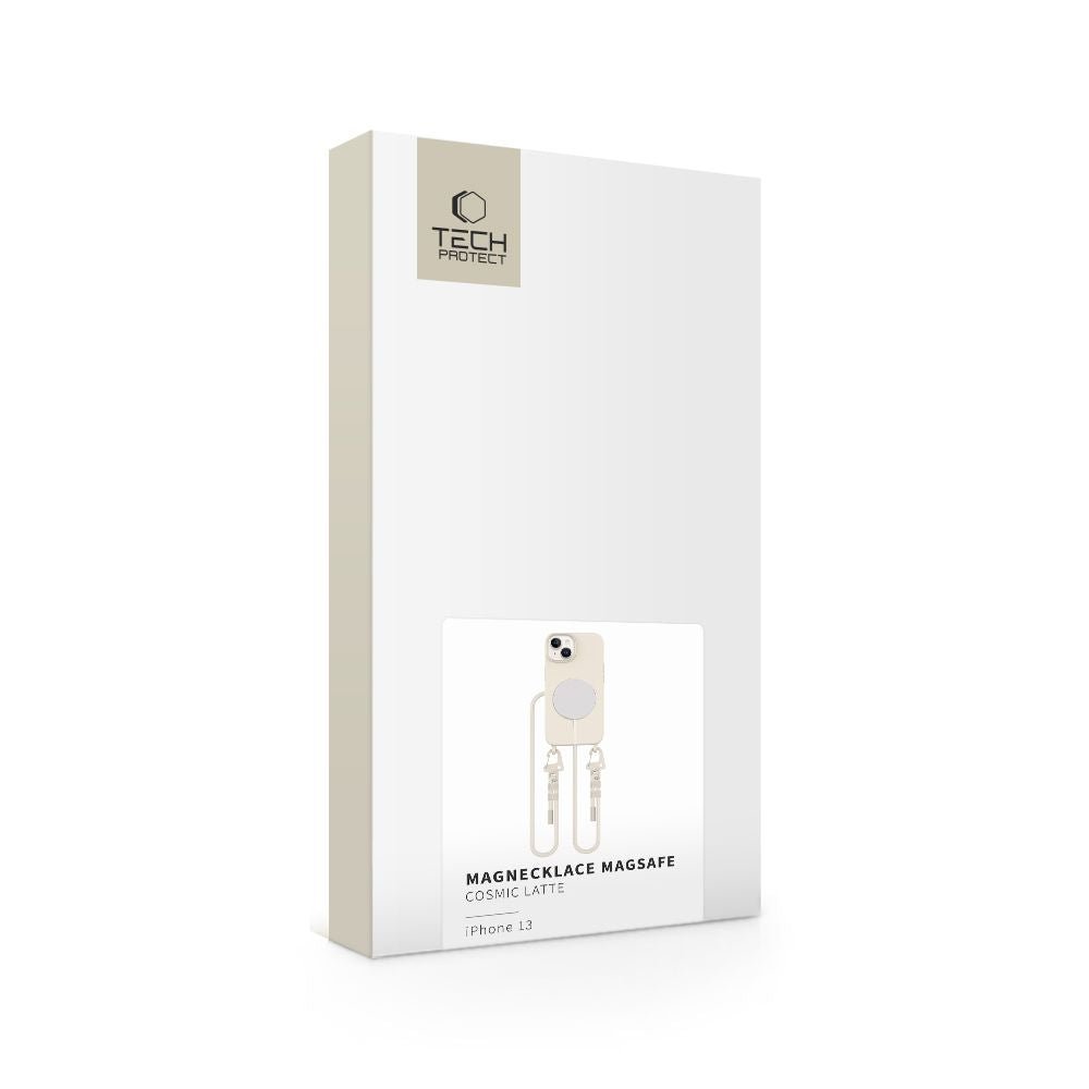 Tech - Protect iPhone 13 MagNecklace - MagSafe Θήκη Σιλικόνης TPU με Pυθμιζόμενο Αποσπώμενο Κορδόνι - Cosmic Latte