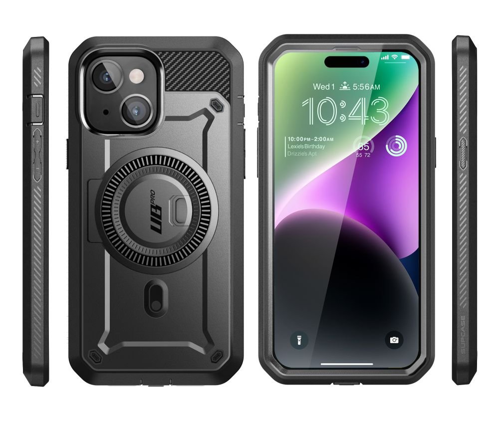 Supcase iPhone 15 UB Pro Mag Σκληρή Θήκη με Προστασία Οθόνης και Stand με Magsafe - Black
