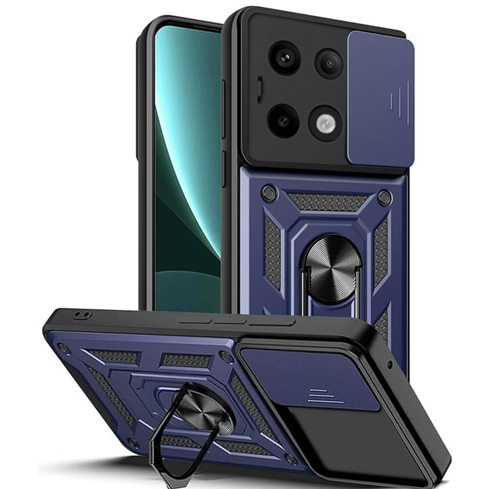 Techsuit Xiaomi Redmi Note 13 Pro 5G / Poco X6 - CamShield - Σκληρή Θήκη με Προστασία Καμερών και Δαχτυλίδι Συγκράτησης - Blue