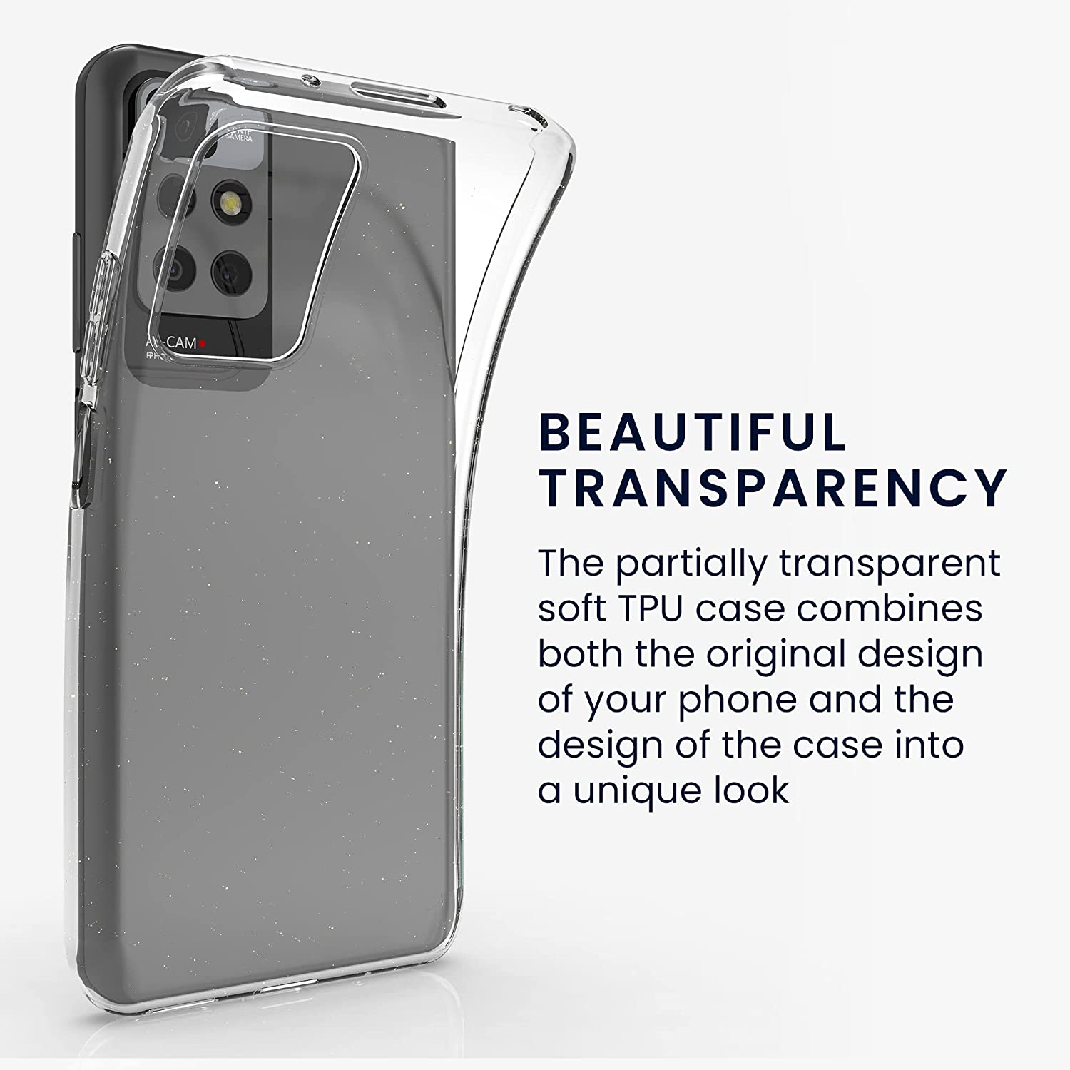 KW Xiaomi Redmi 10 Θήκη Σιλικόνης TPU Design Glitter Uniform - Διάφανη / Silver - 56839.01