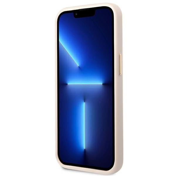 Guess iPhone 14 Pro Max 4G Vintage Gold Logo Σκληρή Θήκη με Πλαίσιο Σιλικόνης - Pink - GUHCP14XHG4SHP