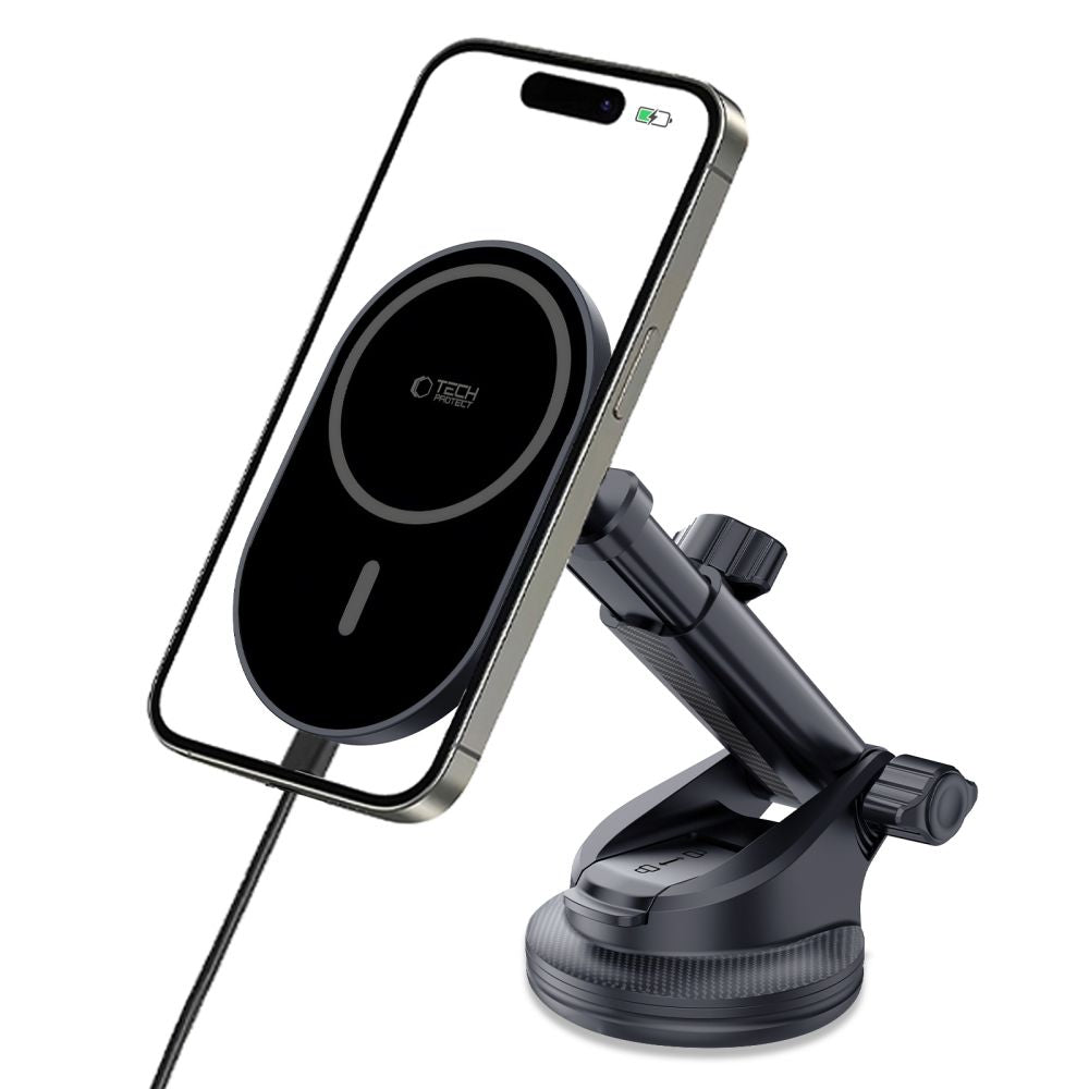 Tech - Protect MM15W - V6 Μαγνητική Βάση για το Ταμπλό και τον Αεραγωγό του Αυτοκινήτου με Ασύρματη Φόρτιση MagSafe 15W - Black / Black