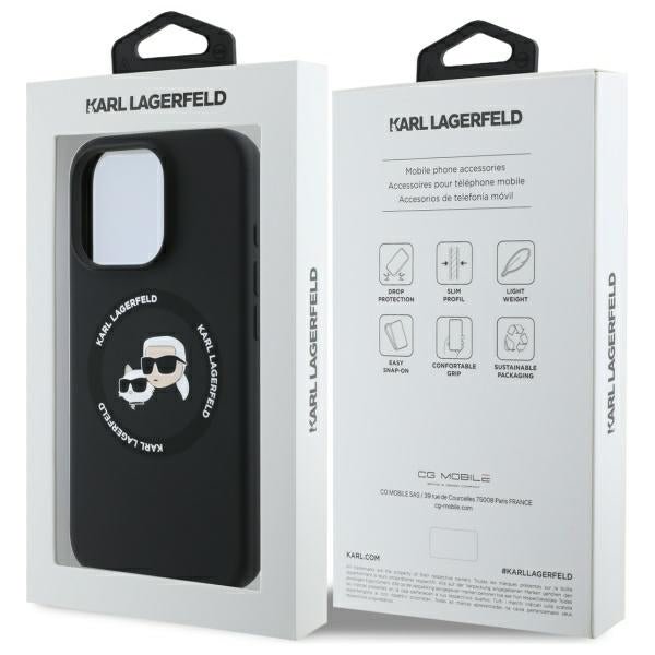 Karl Lagerfeld iPhone 16 Pro Max - Silicone Karl and Choupette Heads - Θήκη Σιλικόνης με MagSafe - Black - KLHMP16XSKCHTCK