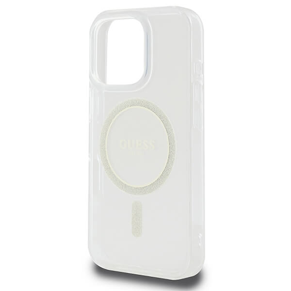 Guess iPhone 16 Pro Max - IML Glitter Circle Magsafe - Σκληρή Θήκη με Πλαίσιο Σιλικόνης - Διάφανη - GUHMP16XHFGERET