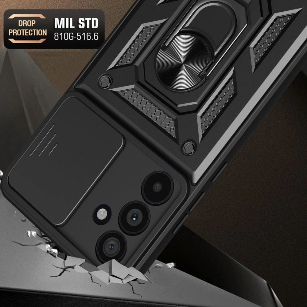 Tech - Protect Samsung Galaxy A56 5G Camshield Pro Σκληρή Θήκη με Πλαίσιο Σιλικόνης και Δαχτυλίδι Συγκράτησης - Black