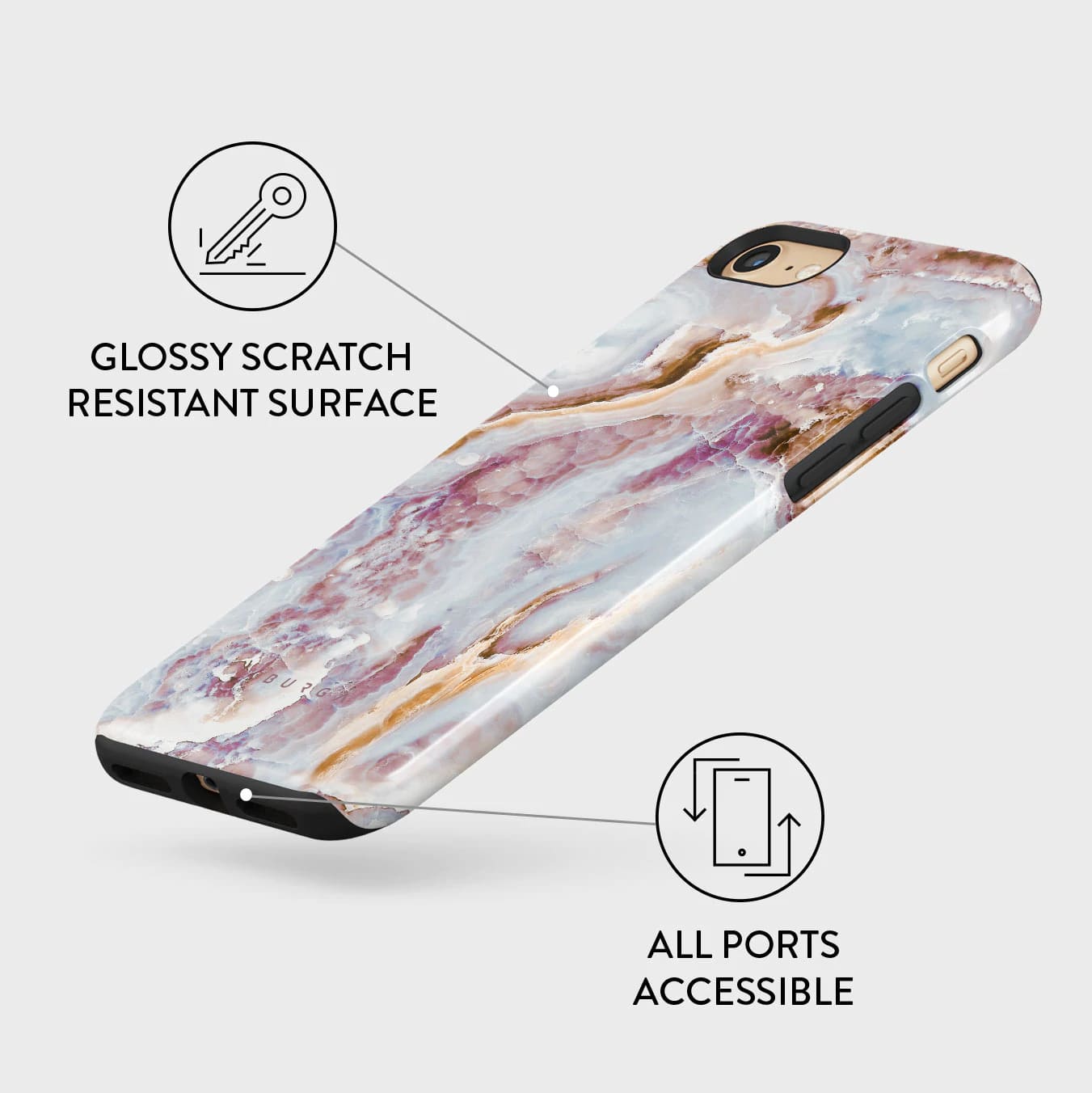 Burga iPhone SE 2022 / SE 2020 / 7 / 8 Fashion Tough Σκληρή Θήκη - Frozen Leaves