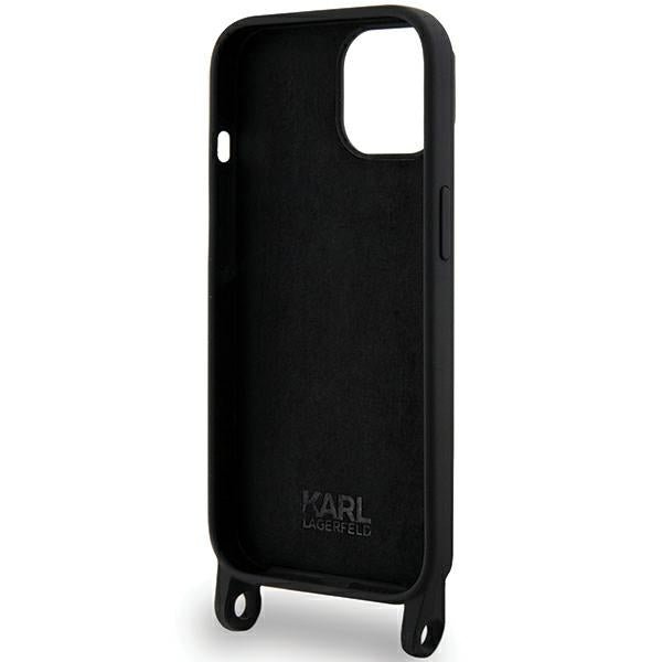 Karl Lagerfeld iPhone 15 Crossbody Silicone Choupette Σκληρή Θήκη με Πλαίσιο Σιλικόνης και Λουράκι - Black - KLHCP15SSCBSCNK