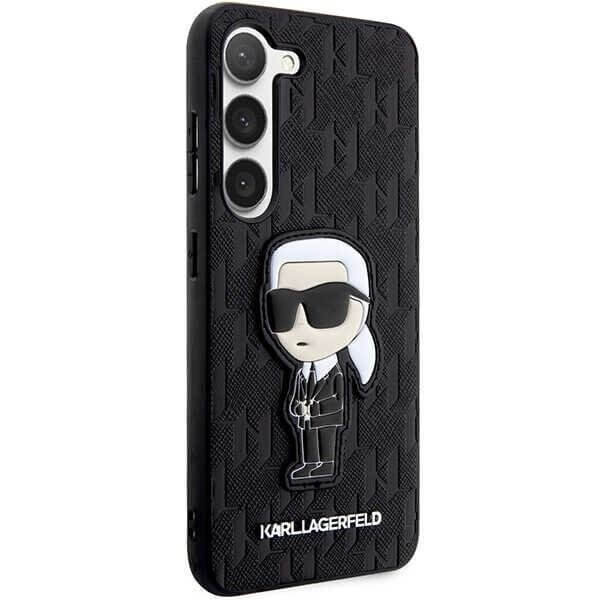 Karl Lagerfeld Samsung Galaxy S23+ - Saffiano Monogram Ikonik Σκληρή Θήκη - Black - KLHCS23MSAKLHKPK
