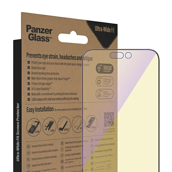 PanzerGlass iPhone 14 Pro Max Ultra - Wide Fit Anti - Blue Light Antibacterial Easy Aligner Full Screen Αντιχαρακτικό Γυαλί Οθόνης - Black