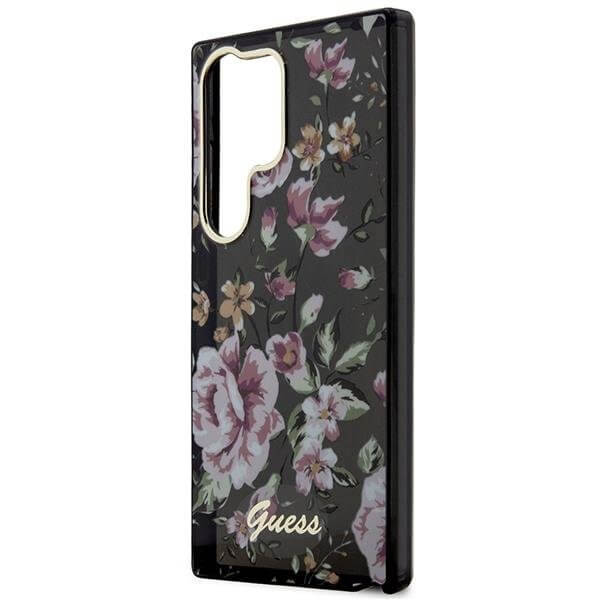 Guess Samsung Galaxy S23 Ultra - Flower Collection Σκληρή Θήκη με Πλαίσιο Σιλικόνης - Black - GUHCS23LHCFWSK