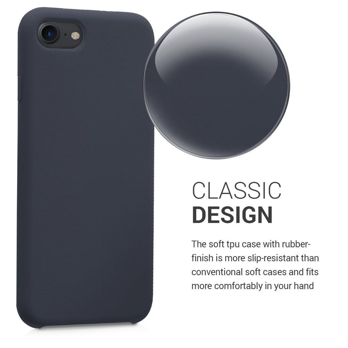 KW iPhone SE 2022 / SE 2020 / 7 / 8 Θήκη Σιλικόνης Rubber TPU - Dark Blue Matte - 40225.53