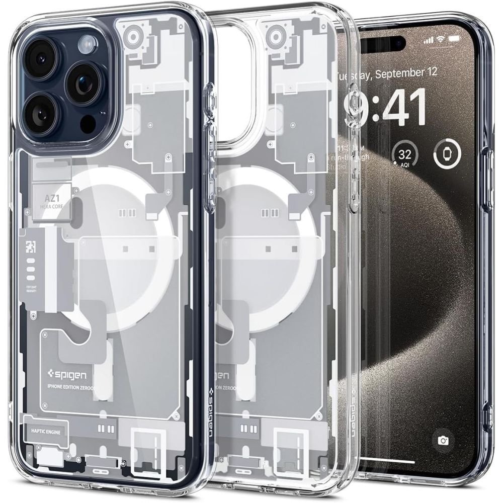 Spigen iPhone 15 Pro Max Ultra Hybrid Mag Σκληρή Θήκη με Πλαίσιο Σιλικόνης Και MagSafe - Zero One White