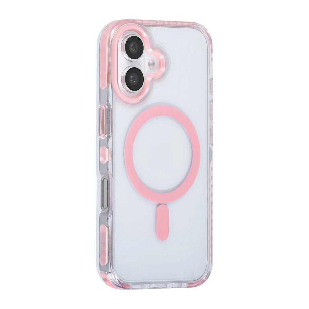 Tuniq iPhone 16 - MagSafe Σκληρή Θήκη με Πλαίσιο Σιλικόνης και Λουράκι - Διάφανη / Pink