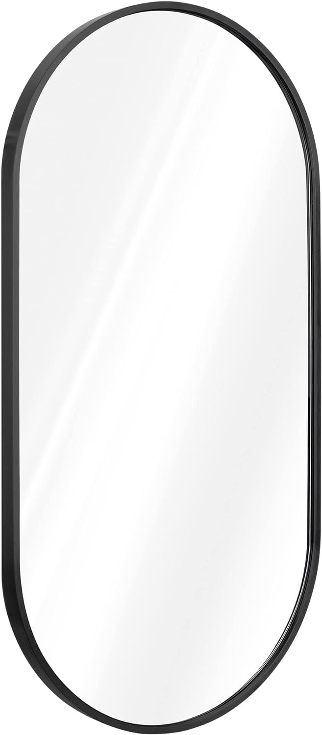 Navaris Οβάλ Καθρέπτης Τοίχου - 75 x 38 x 3 cm - Black - 59011.01