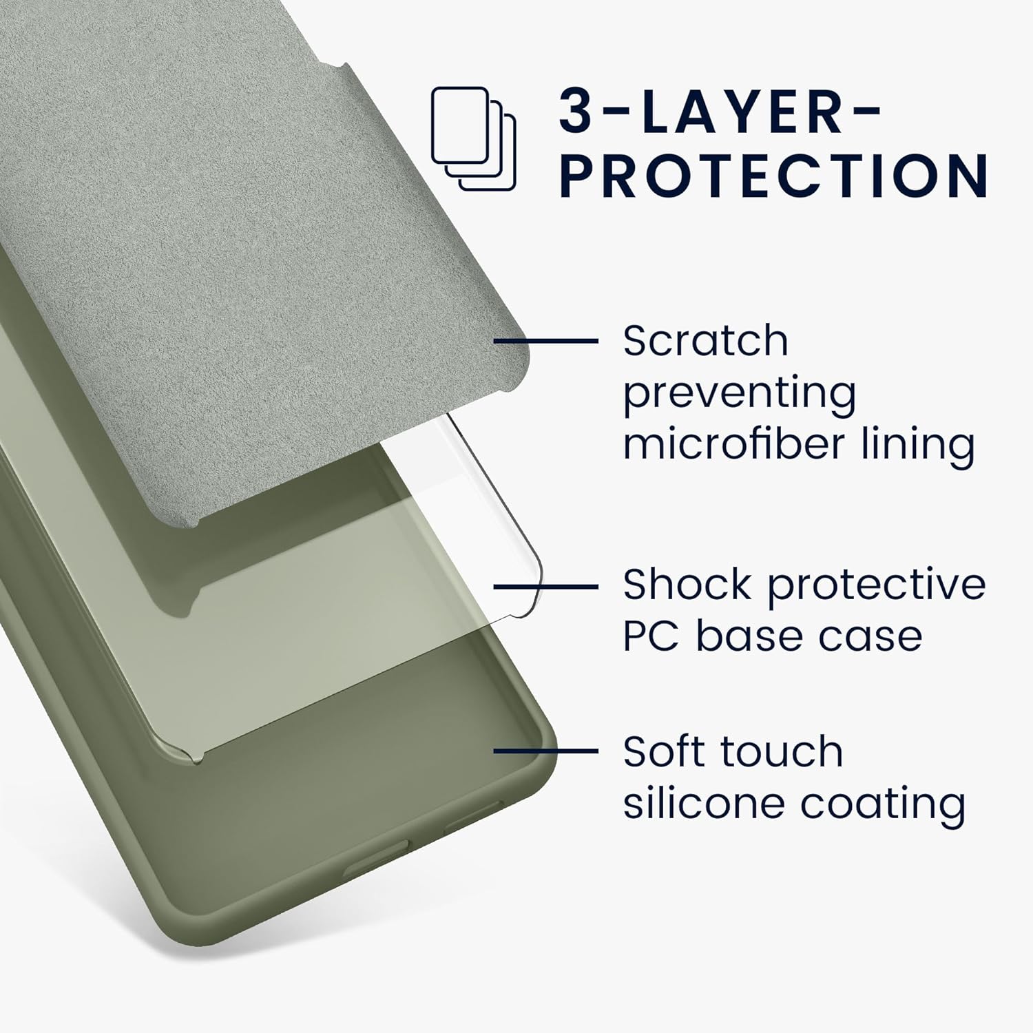 KW iPhone 15 Pro Θήκη Σιλικόνης Rubberized TPU - Grey Green
