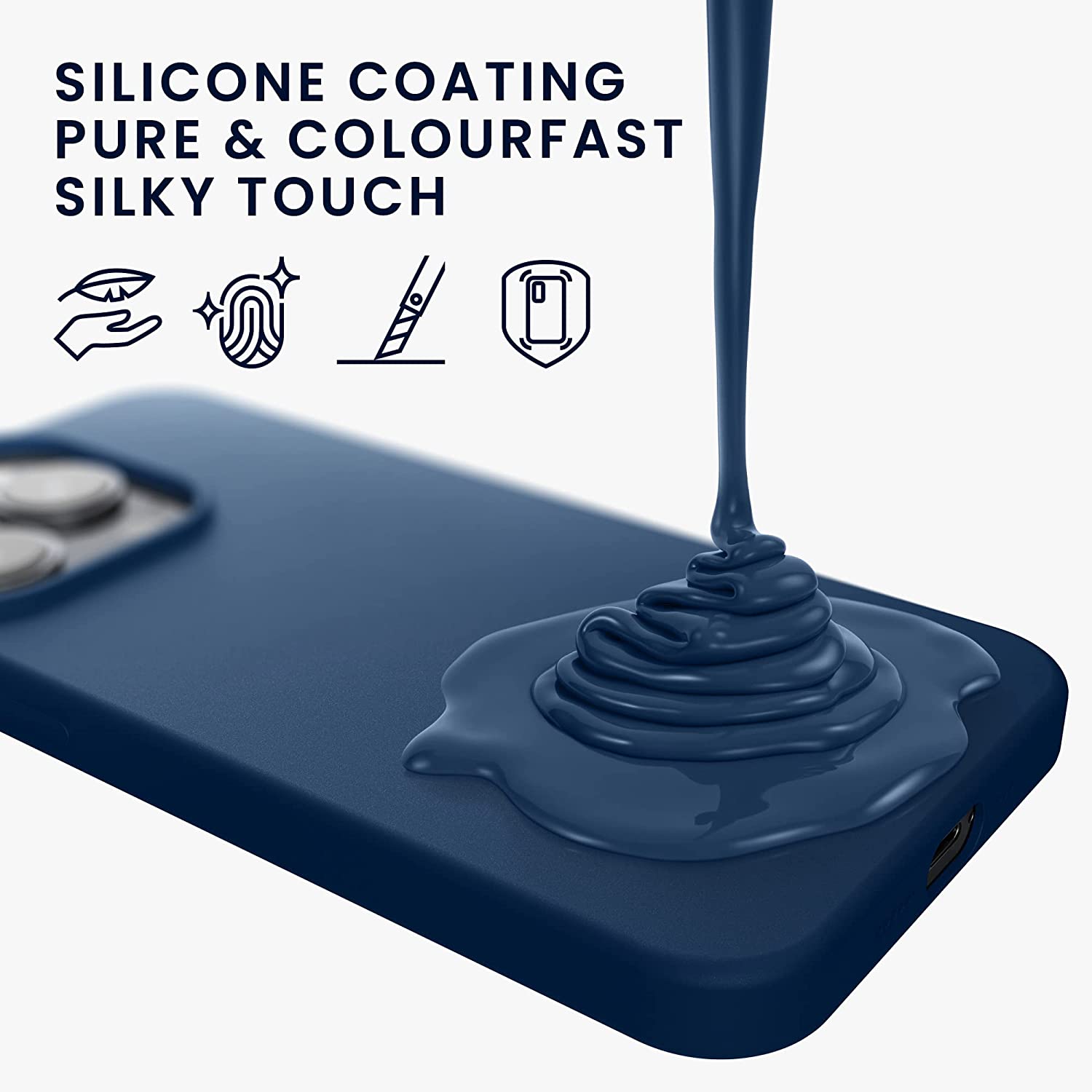 KW iPhone 14 Pro Θήκη Σιλικόνης TPU - Navy Blue - 59073.116