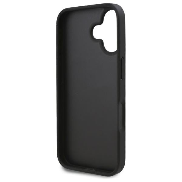 Karl Lagerfeld iPhone 16 Cardslots Monogram Σκληρή Θήκη με Επένδυση Συνθετικού Δέρματος και Υποδοχή για Κάρτα - Black - KLHCP16SPGKHPRPK