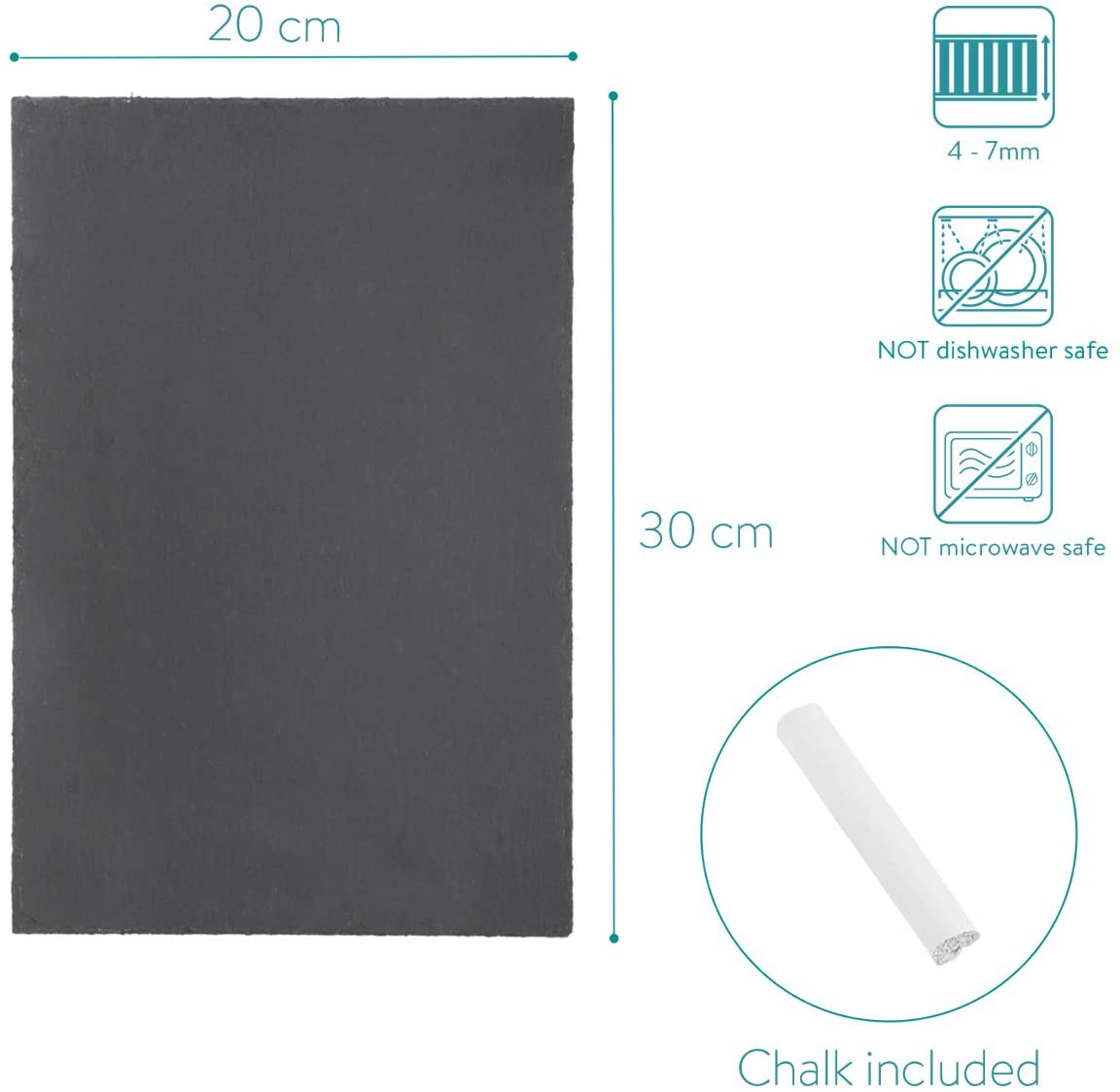 Navaris Σετ με 6 Ορθογώνιους Δίσκους Σερβιρίσματος από Σχιστόλιθο - Medium - Anthracite - 47683.06.02