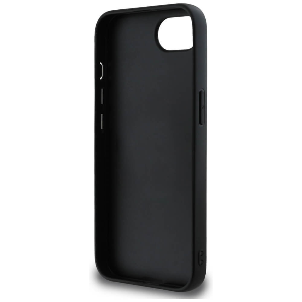 Guess iPhone 16e - Grained Big 4G Logo Small Classic Logo - Σκληρή Θήκη με Επένδυση από Οικολογικό Δέρμα - Black - GUHCPSE4PGT4MBK
