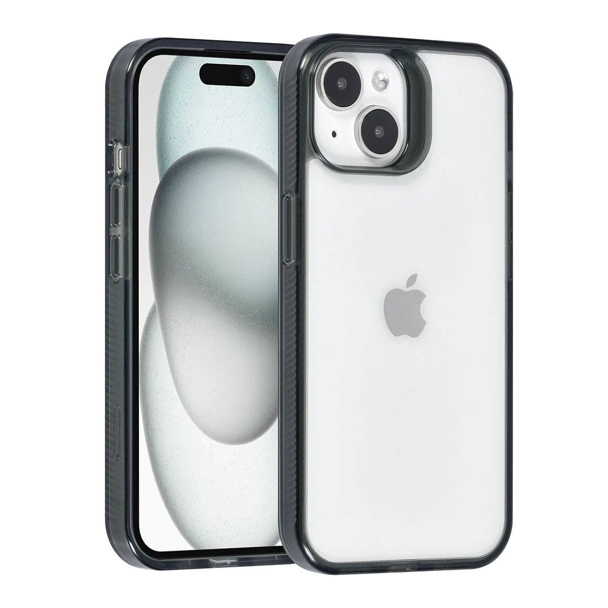 Tuniq iPhone 15 - Σκληρή Θήκη με Πλαίσιο Σιλικόνης - Ημιδιάφανο Μαύρο / Διάφανο