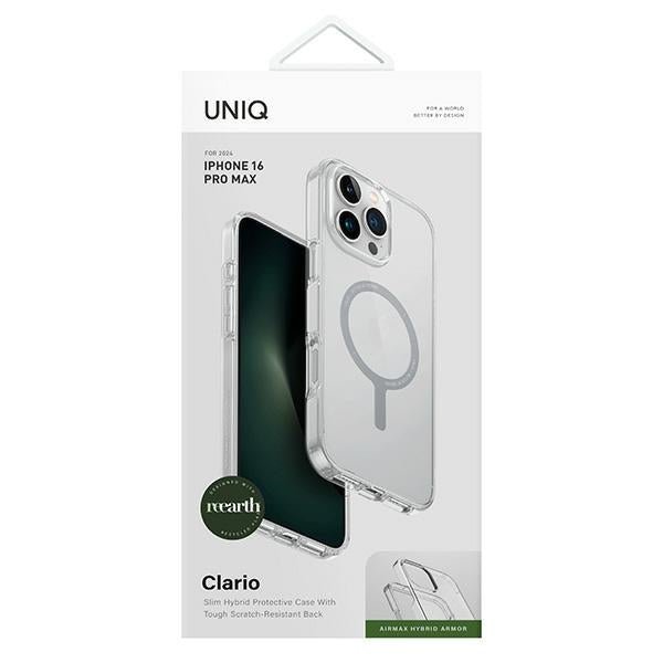 Uniq iPhone 16 Pro Max Clario Eco - Friendly Σκληρή Θήκη με Πλαίσιο Σιλικόνης και MagSafe - Διάφανη
