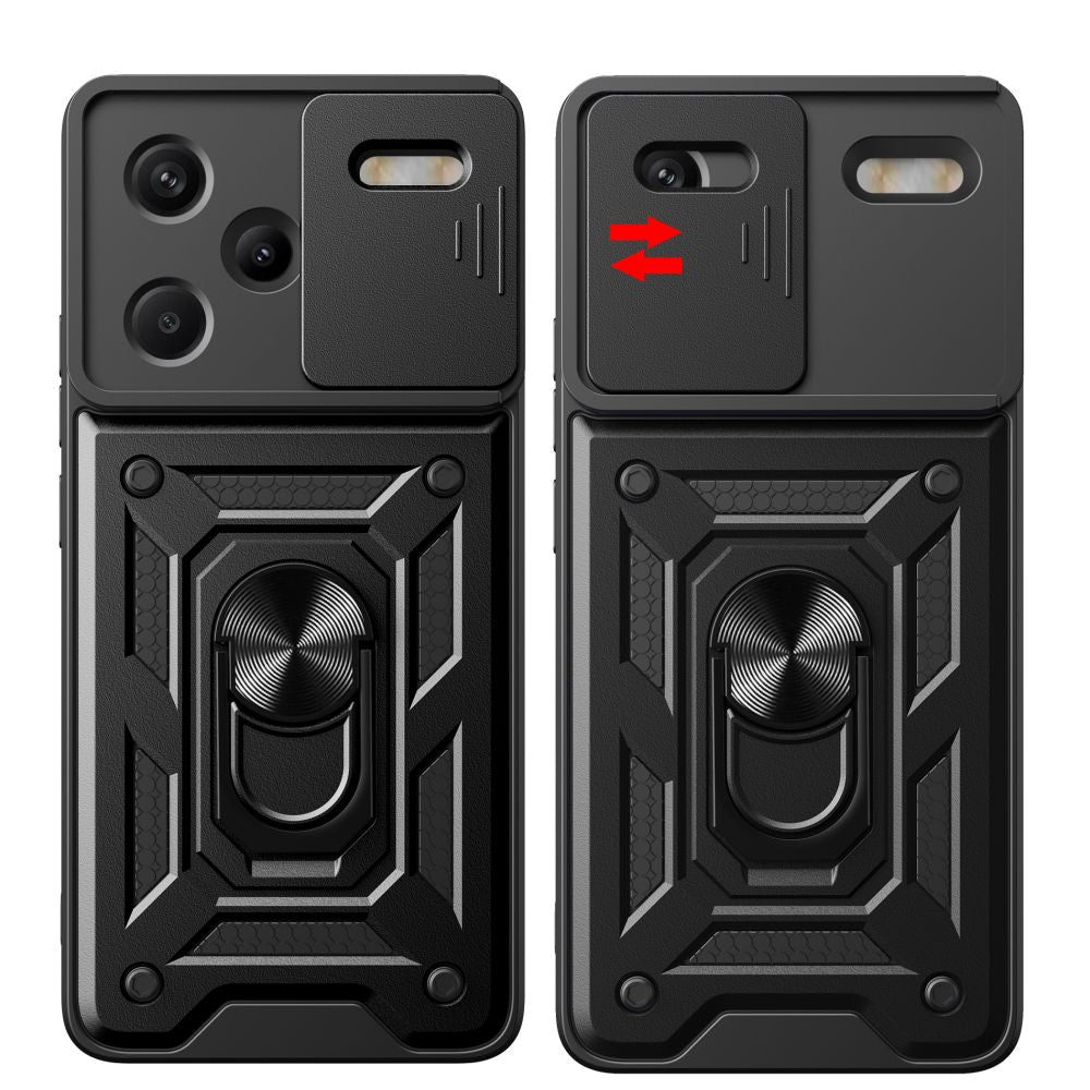 Tech - Protect Xiaomi Redmi Note 13 Pro+ 5G Camshield Pro Σκληρή Θήκη με Πλαίσιο Σιλικόνης και Δαχτυλίδι Συγκράτησης - Black
