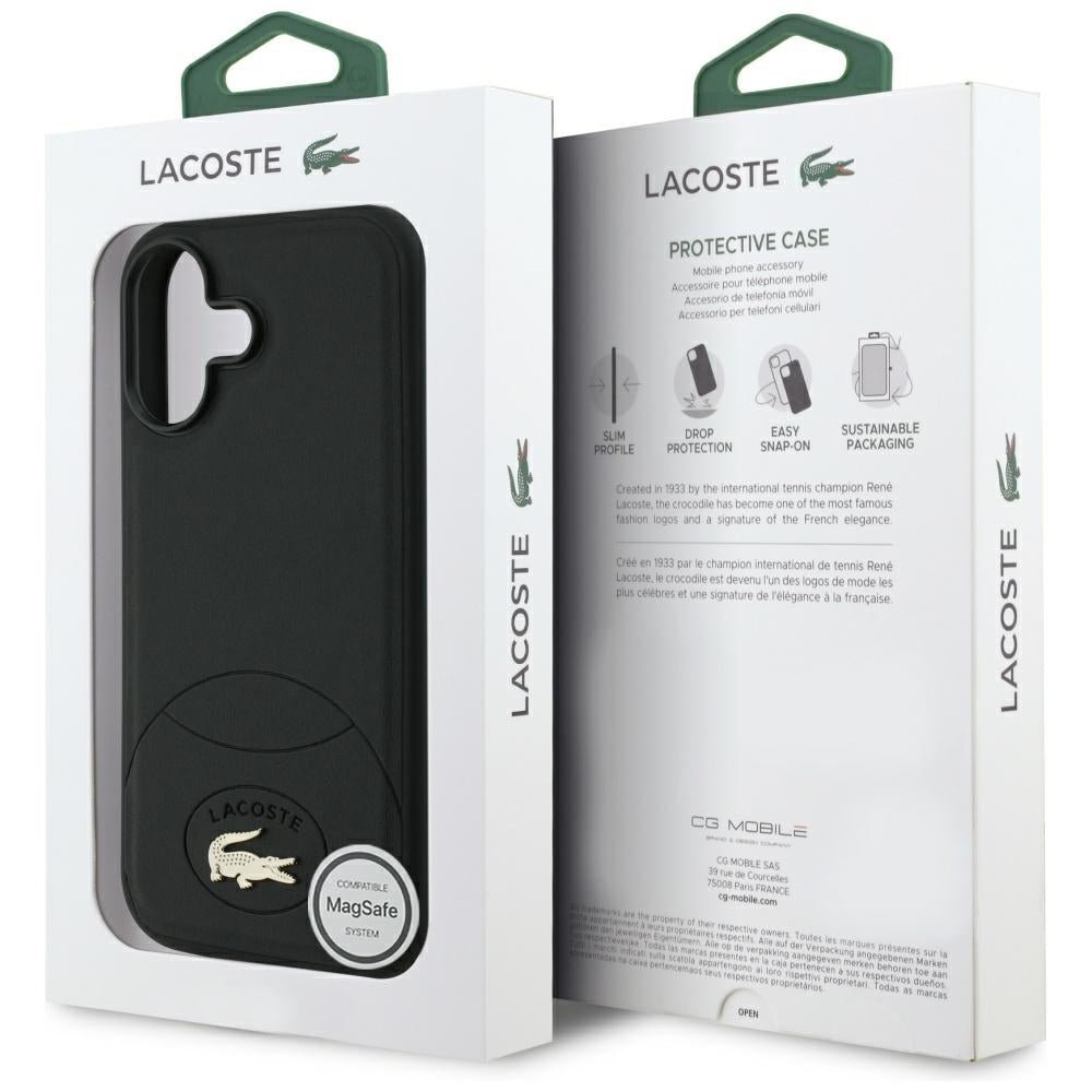 Lacoste iPhone 17 - Bliss MagSafe - Σκληρή Θήκη με Πλαίσιο Σιλικόνης και Επένδυση Οικολογικού Δέρματος - Black