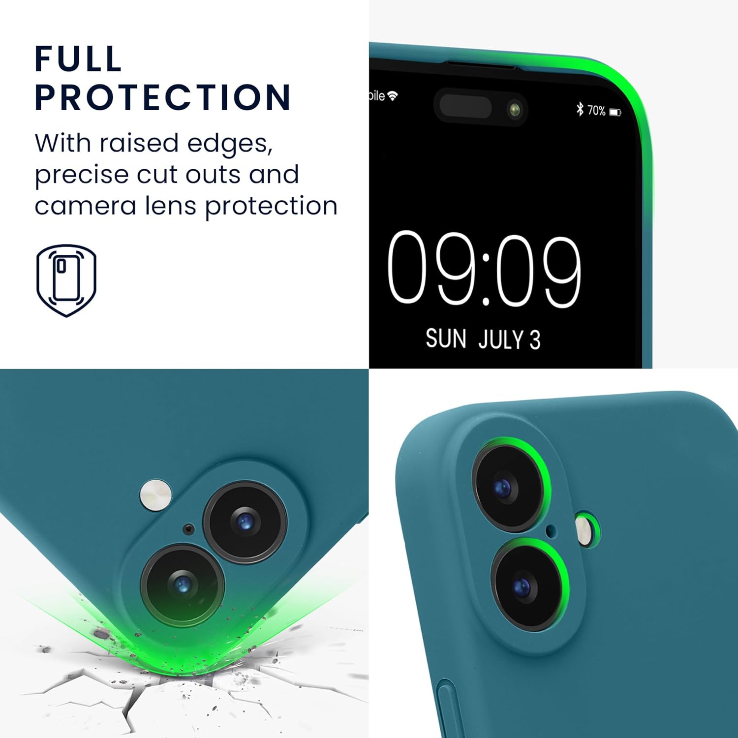 KW iPhone 16 Θήκη Σιλικόνης Rubberized TPU - Matte Petrol
