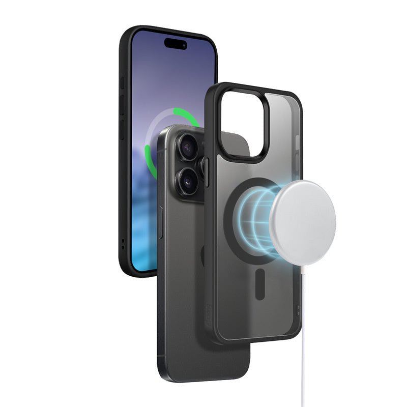 Crong iPhone 15 Pro Max Hybrid Frost Mag - Σκληρή Θήκη με Πλαίσιο Σιλικόνης και MagSafe - Black