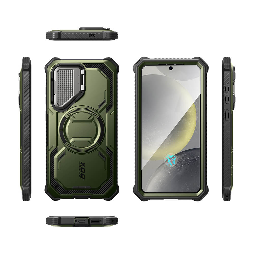 Supcase Samsung Galaxy S25 Plus Armorbox Magsafe Σκληρή Θήκη με Προστασία Οθόνης και Κάλυμμα Κάμερας / Stand - Dark Green