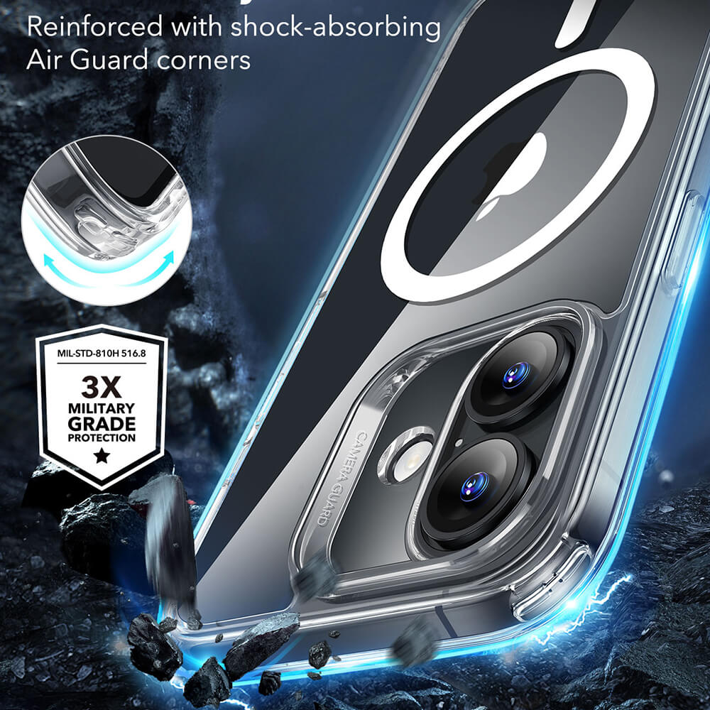 ESR iPhone 16 Classic Hybrid Halolock Σκληρή Θήκη με Πλαίσιο Σιλικόνης και MagSafe - Διάφανη