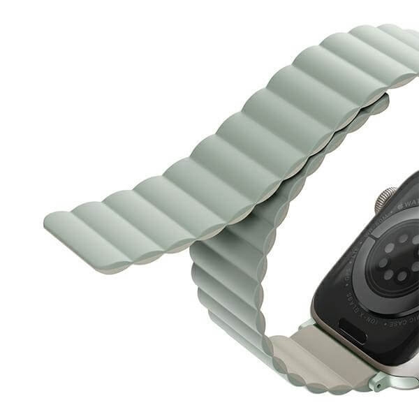 Uniq Λουράκι Apple Watch 2 / 3 / 4 / 5 / 6 / 7 / 8 / 9 / SE - 38 / 40 / 41 mm Revix Μαγνητικό Σιλικόνης Διπλής Όψης - Green / Beige