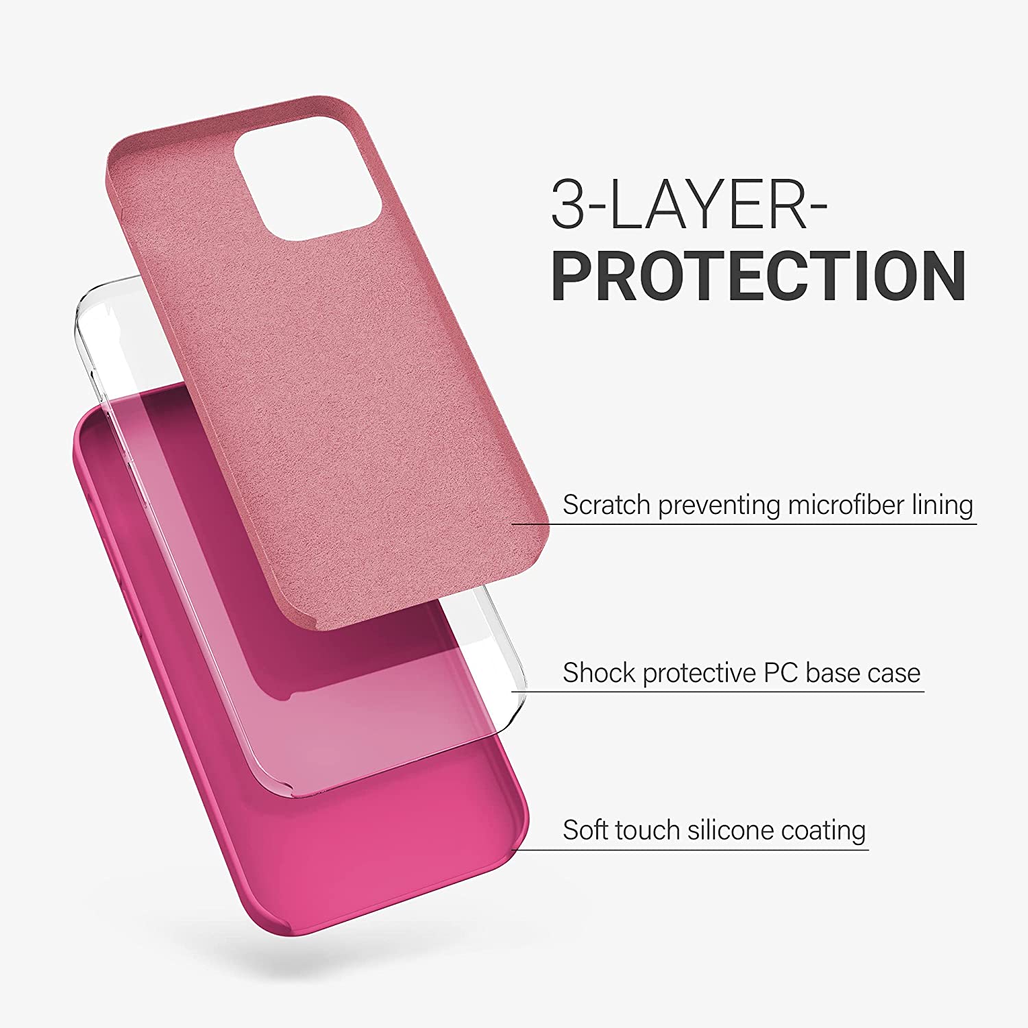 KW iPhone 12 / iPhone 12 Pro Θήκη Σιλικόνης Rubber TPU - Raspberry Sorbet - 52641.213