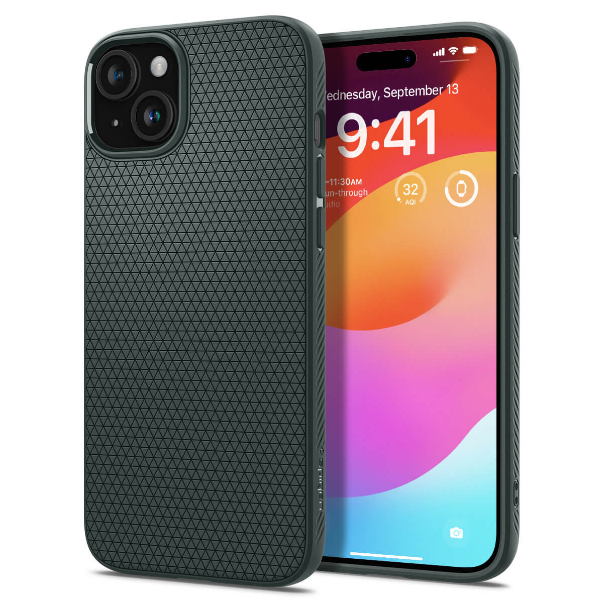 Spigen iPhone 15 Plus Liquid Air Θήκη Σιλικόνης - Abyss Green